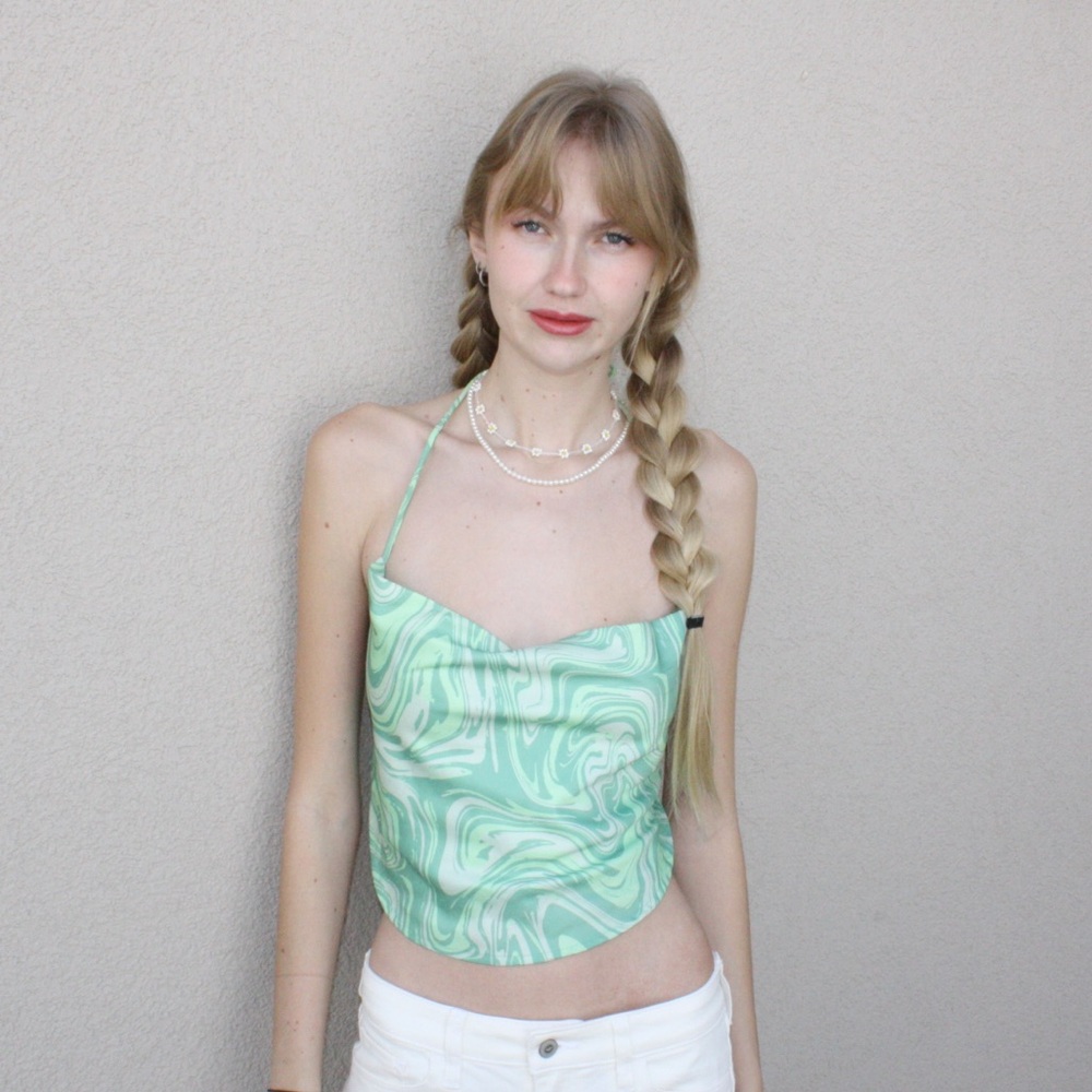 Adika open back green top size small